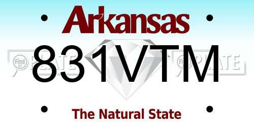 831VTM Arkansas License Plate