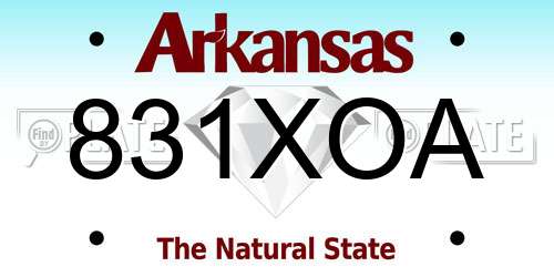 831XOA Arkansas License Plate