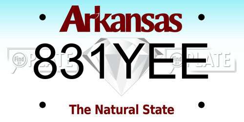 831YEE Arkansas License Plate