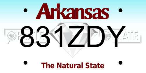 831ZDY Arkansas License Plate
