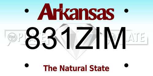 831ZIM Arkansas License Plate
