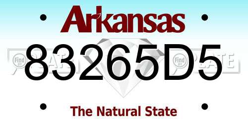 83265D5 Arkansas License Plate