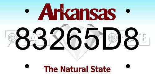 83265D8 Arkansas License Plate