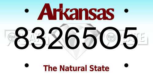 83265O5 Arkansas License Plate