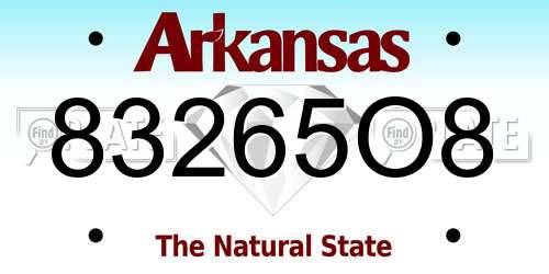 83265O8 Arkansas License Plate