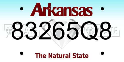 83265Q8 Arkansas License Plate