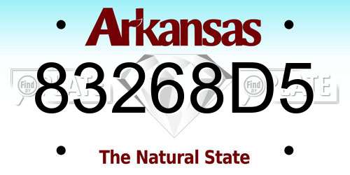 83268D5 Arkansas License Plate