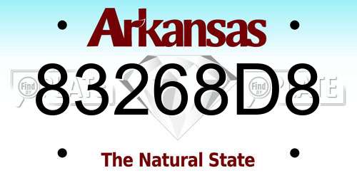 83268D8 Arkansas License Plate