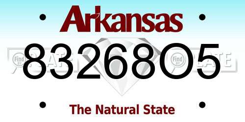 83268O5 Arkansas License Plate