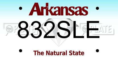 832SLE Arkansas License Plate