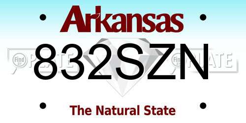 832SZN Arkansas License Plate