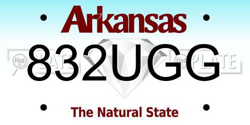 832UGG Arkansas License Plate