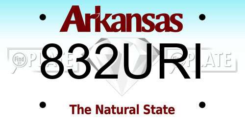 832URI Arkansas License Plate