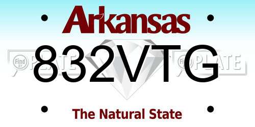 832VTG Arkansas License Plate