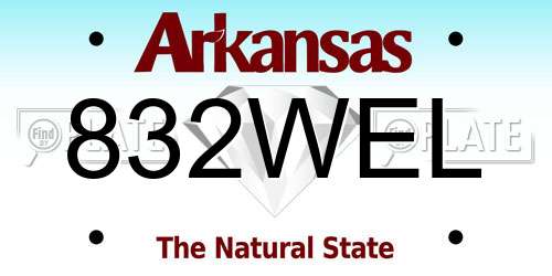 832WEL Arkansas License Plate