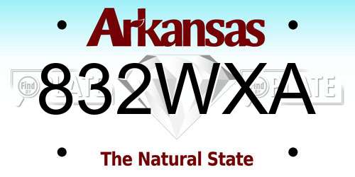 832WXA Arkansas License Plate