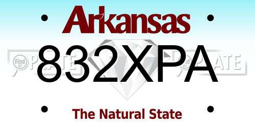 832XPA Arkansas License Plate