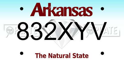832XYV Arkansas License Plate