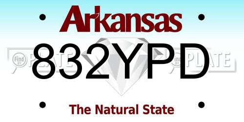 832YPD Arkansas License Plate