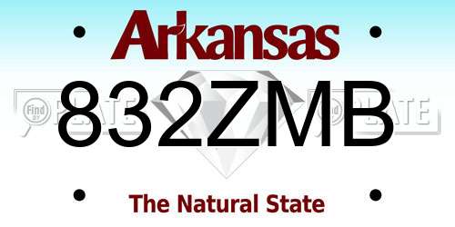 832ZMB Arkansas License Plate