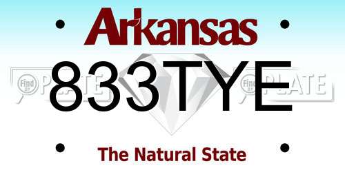 833TYE Arkansas License Plate