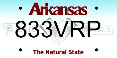 833VRP Arkansas License Plate