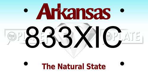 833XIC Arkansas License Plate