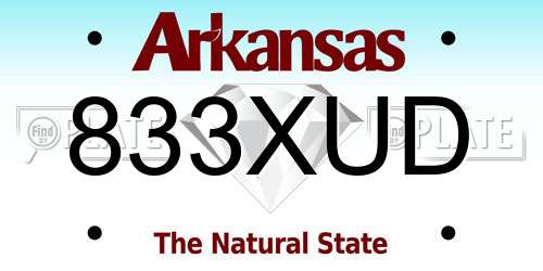 833XUD Arkansas License Plate