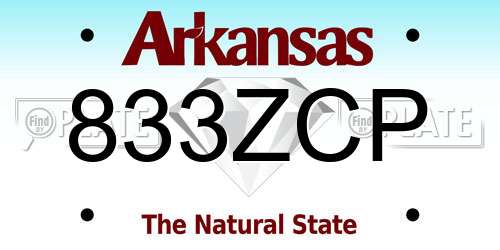 833ZCP Arkansas License Plate