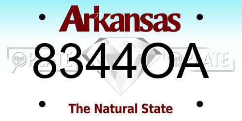 8344OA Arkansas License Plate
