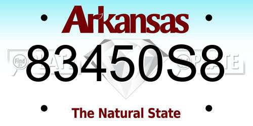 83450S8 Arkansas License Plate