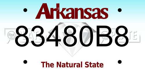 83480B8 Arkansas License Plate