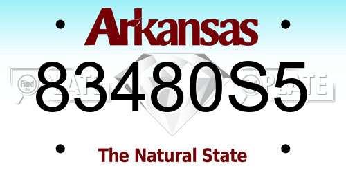 83480S5 Arkansas License Plate