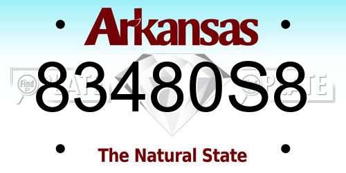 83480S8 Arkansas License Plate