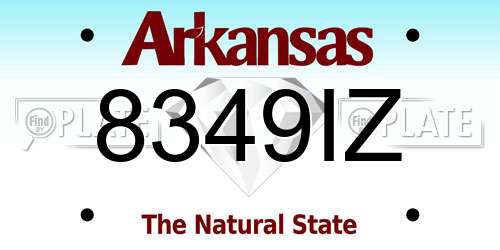 8349IZ Arkansas License Plate