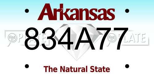 834A77 Arkansas License Plate