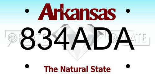 834ADA Arkansas License Plate