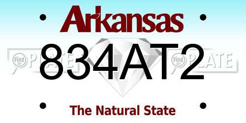 834AT2 Arkansas License Plate