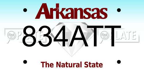 834ATT Arkansas License Plate