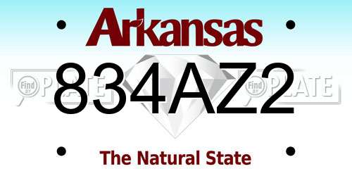 834AZ2 Arkansas License Plate
