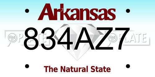 834AZ7 Arkansas License Plate