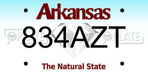 834AZT Arkansas License Plate