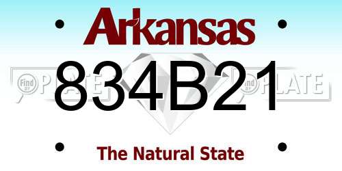 834B21 Arkansas License Plate