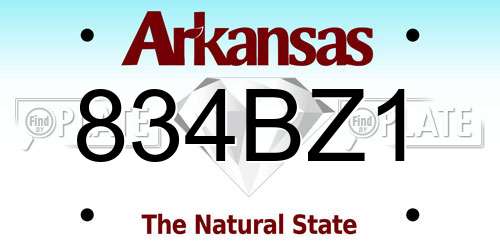 834BZ1 Arkansas License Plate