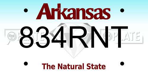 834RNT Arkansas License Plate