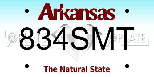 834SMT Arkansas License Plate