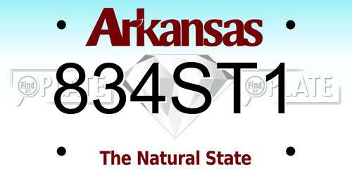 834ST1 Arkansas License Plate