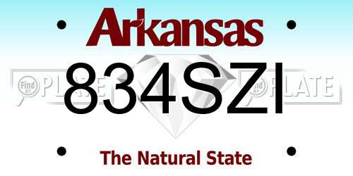 834SZI Arkansas License Plate