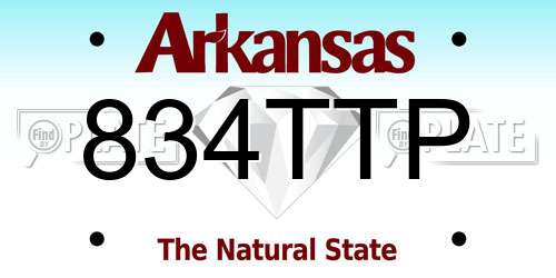 834TTP Arkansas License Plate