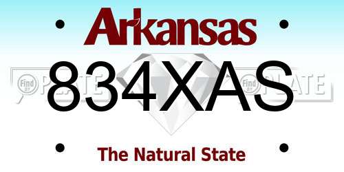 834XAS Arkansas License Plate